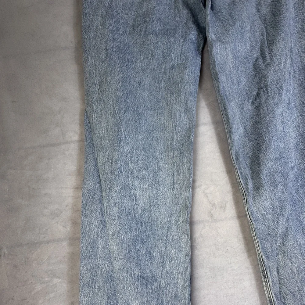 American Eagle Womens Wide-Leg Jeans Light Blue Denim High-Rise Baggy Ripped 2 - Picture 11 of 16